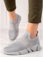 Trendy šedo-strieborné dámske tenisky bez podpätku Trendy šedo-strieborné dámske tenisky bez podpätku