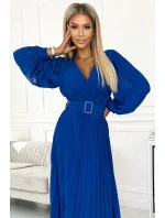 414-5 KLARA plisované šaty s opaskom a výstrihom - CHABROW 414-5 KLARA plisované šaty s opaskom a výstrihom - CHABROW