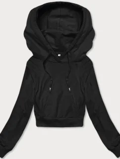 Krátka mikina s kapucňou čierna (8B939-3)