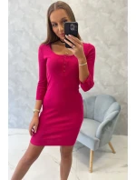Šaty s výstrihom na gombíky fuchsiové
