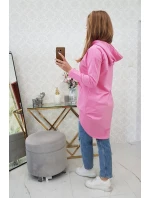 Mikina s kapucňou s dlhým chrbtom ružová