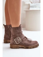 Zazoo 2951 Velúrové topánky s ozdobnou prackou Dark Beige Zazoo 2951 Velúrové topánky s ozdobnou prackou Dark Beige