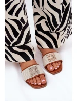 Eleganckie Klapki Damskie Z Ozdobą Na Płaskim Obcasie Camel Lovehia