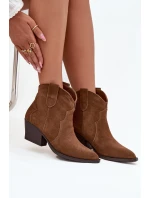 Wsuwane Botki Kowbojki Damskie Z Naturalnego Zamszu Camel Beretta