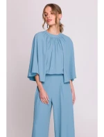 S397 Kombinéza so širokými rukávmi a rozdeleným chrbtom - nebesky modrá S397 Kombinéza so širokými rukávmi a rozdeleným chrbtom - nebesky modrá