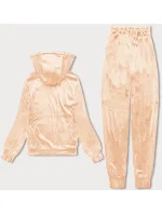 Dámska velúrová súprava v broskyňovej farbe s mikinou na zips (8C1176-150) Dámska velúrová súprava v broskyňovej farbe s mikinou na zips (8C1176-150)