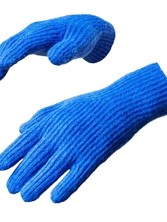 Pletené rukavice na telefón s výrezom na prst - modré