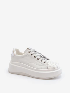 Skórzane Sneakersy Damskie Na Platformie GOE NN2N4033 Białe