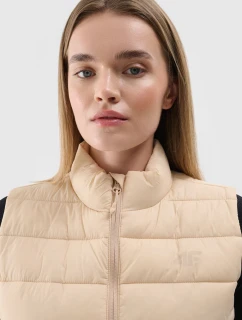 Bezrękawnik Damski Puchowy Ze Stójką 4F 4FWAW24TVJAF139-83S Beżowy