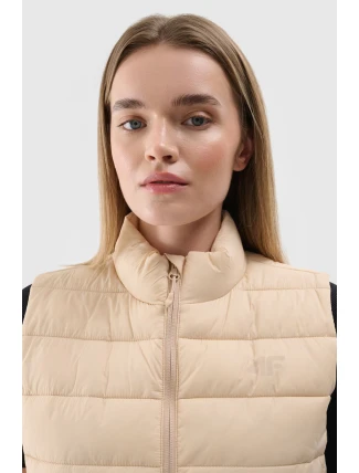 Bezrękawnik Damski Puchowy Ze Stójką 4F 4FWAW24TVJAF139-83S Beżowy
