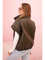 Dámska prešívaná vesta 5684 Khaki tmavozelená - K-Fashion