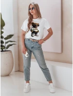 Dámske bavlnené tričko s medvedíkom biele FashionStreet RY2862 Dámske bavlnené tričko s medvedíkom biele FashionStreet RY2862