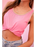 Dámska blúzka na ramienka s ozdobným lemovaním svetlo ružová