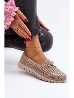 Mokasyny Damskie Z Kokardą Beżowe Reece Mokasyny Damskie Z Kokardą Beżowe Reece