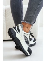 Skórzane Sneakersy Damskie Na Platformie Big Star OO274A220 HI-POLY SYSTEM Biało-Czarne
