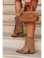 Kozaki Damskie Ocieplane Z Wywiniętą Cholewką Vinceza 16516 Beżowe