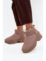 Śniegowce Damskie Z Naturalnego Zamszu Ocieplane Futerkiem Khaki Milora