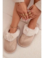 Dámské pantofle s kožešinou béžové Carisse