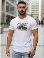 Pánske bavlnené tričko s potlačou auta biele FashionStreet NX5089R Pánske bavlnené tričko s potlačou auta biele FashionStreet NX5089R
