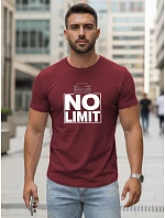 Pánske bavlnené tričko s potlačou No limit bordová FashionStreet NX0129R