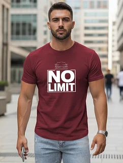 Pánske bavlnené tričko s potlačou No limit bordová FashionStreet NX0129R