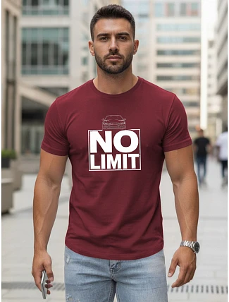 Pánske bavlnené tričko s potlačou No limit bordová FashionStreet NX0129R