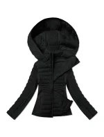 Čierna dámska bunda z rôznych lepených materiálov J Style (16M9225-392)