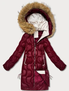 Dámska bunda s ozdobným prešívaním J Style bordová (5M3351-1)