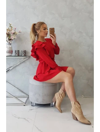 Šaty so zvislými volánmi červené Šaty so zvislými volánmi červené