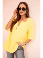 Dámska mušelínová košeľa so žltým gombíkom