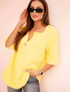 Dámska mušelínová košeľa so žltým gombíkom