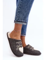 Damskie Klasyczne Kapcie Wsuwane Ocieplane Szare Mabira