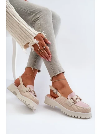 Dámske sandále na podpätku s ozdobou Béžová D&A