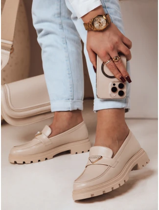 Dámske mokasíny s plochou podrážkou ELEGANCIO beige FashionStreet ZY0709