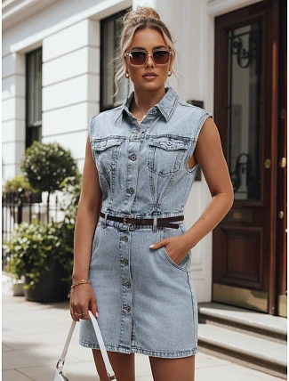 Priliehavé džínsové šaty modré FashionStreet EY2685