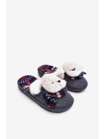 Dziecięce Kapcie Na Grubej Podeszwie z Misiem Szare Dasca