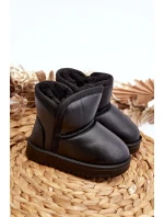 Eko Skórzane Śniegowce Dziecięce Czarne Husalta