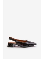 Lakierowane Baleriny Na Niskim Obcasie Z Noskami W Szpic Czarne Anarinne