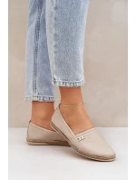 Eleganckie Skórzane Espadryle Damskie Zazoo 10177 Beżowe