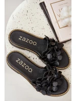 Zazoo 40381 Dámske kožené papuče na podpätku Black Zazoo 40381 Dámske kožené papuče na podpätku Black