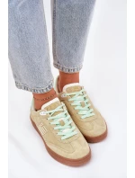 Zamszowe Buty Sportowe Sneakersy Damskie D.Franklin DFSH387005 Limonkowe