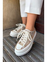 Trampki Damskie Na Masywnej Platformie S.Barski BF51-101 Beżowe