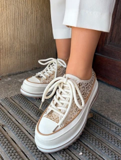 Trampki Damskie Na Masywnej Platformie S.Barski BF51-101 Beżowe