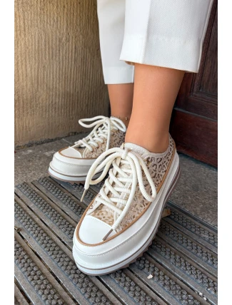 Trampki Damskie Na Masywnej Platformie S.Barski BF51-101 Beżowe