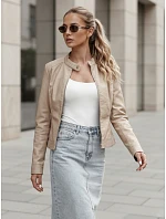 Dámska kožená bunda na prechodné obdobie TY4744, béžová – FashionStreet Dámska kožená bunda na prechodné obdobie TY4744, béžová – FashionStreet