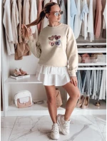 Dámska nadrozmerná mikina so srdiečkami MADELIN cappuccino FashionStreet BY1462 Dámska nadrozmerná mikina so srdiečkami MADELIN cappuccino FashionStreet BY1462