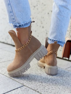 Modne Zamszowe Botki Z Wycięciem Camel Lemar Forget Me