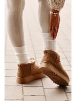 Skórzane Zamszowe Śniegowce Na Platformie Camel Nereviana