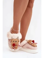 Vánoční kožené domácí pantofle dámské sobi béžové Ilianne Vánoční kožené domácí pantofle dámské sobi béžové Ilianne