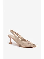 Textilné sandále na podpätku Pear Shape Beige Cherryla Textilné sandále na podpätku Pear Shape Beige Cherryla